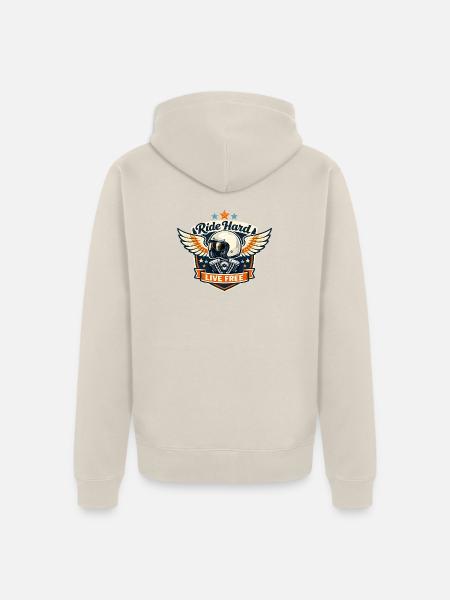 Winged Helm Moto Ride Hard - Unisex Premium Bio Zip Hoodie - Beige