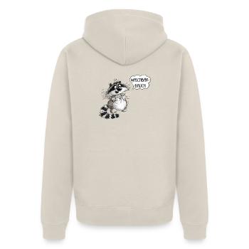 Lustiger Waschbär Waschbärbauch Waschbrettbauch - Unisex Premium Bio Zip Hoodie - Beige - Hinten - Thijin (182cm)