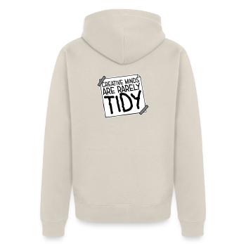 Creative Minds Are Rarely Tidy Funny Creative Logo - Unisex Premium Organic Zip Hoodie - beige - Back - Thijin (182cm)