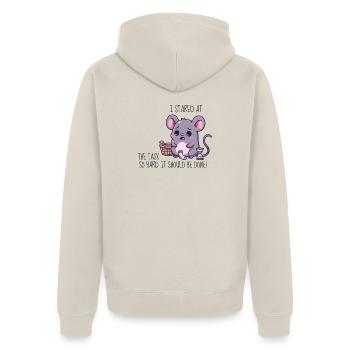 Ich starrte so intensiv auf die Aufgabe - Unisex Premium Bio Zip Hoodie - Beige - Hinten - Thijin (182cm)
