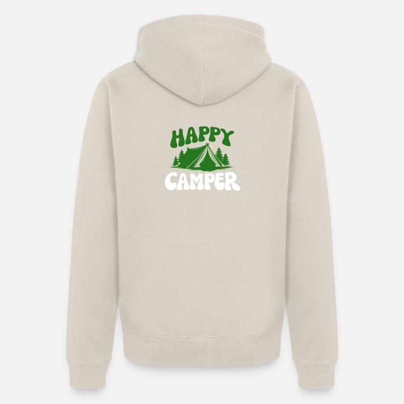 Campeur joyeux dans la forêt - Veste à capuche bio Premium Unisexe - beige