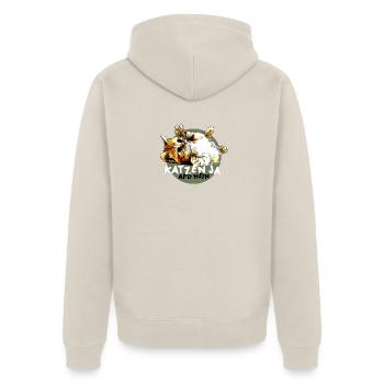 Süße Katze Ja, Partei AfD Nein - Unisex Premium Bio Zip Hoodie - Beige - Hinten - Thijin (182cm)