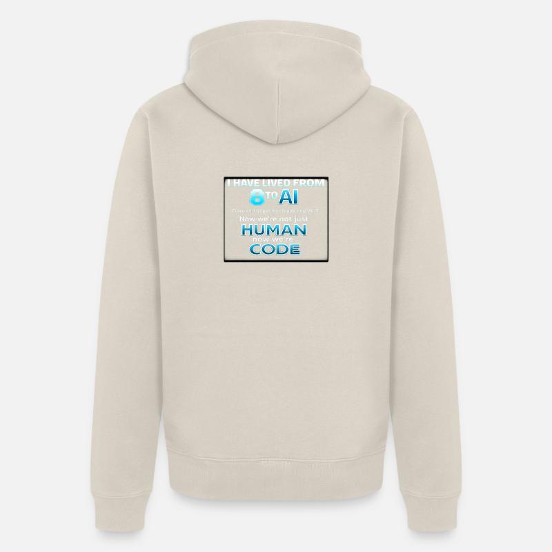 From human to code - Unisex Premium Organic Zip Hoodie - beige