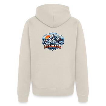 Furchtlos Alpenpanorama - Unisex Premium Bio Zip Hoodie - Beige - Hinten - Thijin (182cm)