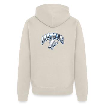 Looksmaxing Funny Gen Z Mogging Internet Slang - Unisex Premium Bio Zip Hoodie - Beige - Hinten - Thijin (182cm)
