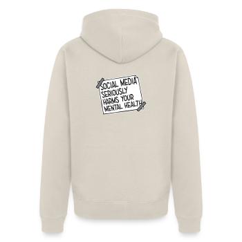 Les réseaux sociaux nuisent sérieusement à la santé mentale selon les affirmations - Veste à capuche bio Premium Unisexe - beige - Dos - Thijin (182cm)