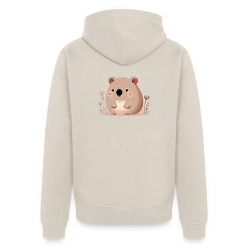 Wombat - Unisex Premium Bio Zip Hoodie - Beige - Hinten - Thijin (182cm)