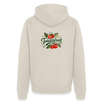 Tomatenfreak - Unisex Premium Bio Zip Hoodie - Beige - Hinten - Thijin (182cm)