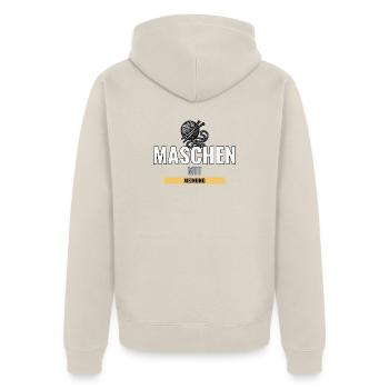 Strickanfänger Geschenk fürs erste fertige Stück - Unisex Premium Bio Zip Hoodie - Beige - Hinten - Thijin (182cm)