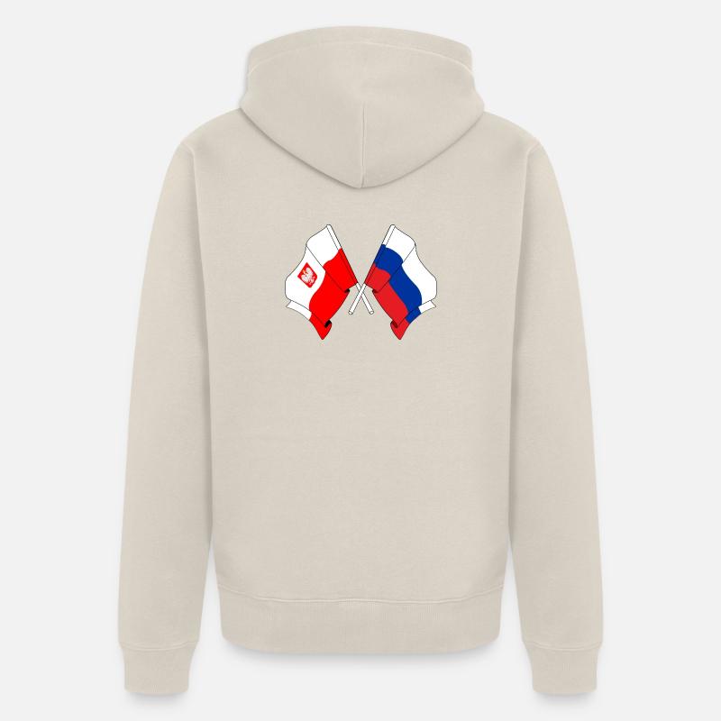 Drapeau Pologne, Russie - Veste à capuche bio Premium Unisexe - beige