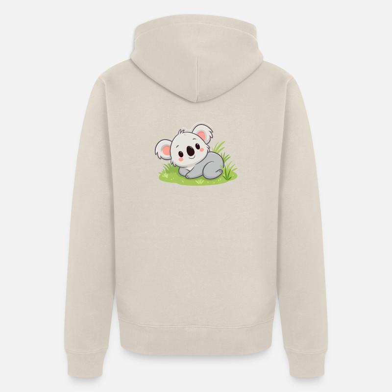 Koala câlin dans l'herbe - Veste à capuche bio Premium Unisexe - beige