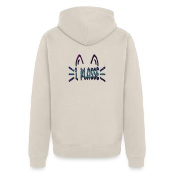 1. Klasse Erstklässlerin - Katzen - Unisex Premium Bio Zip Hoodie - Beige - Hinten - Thijin (182cm)