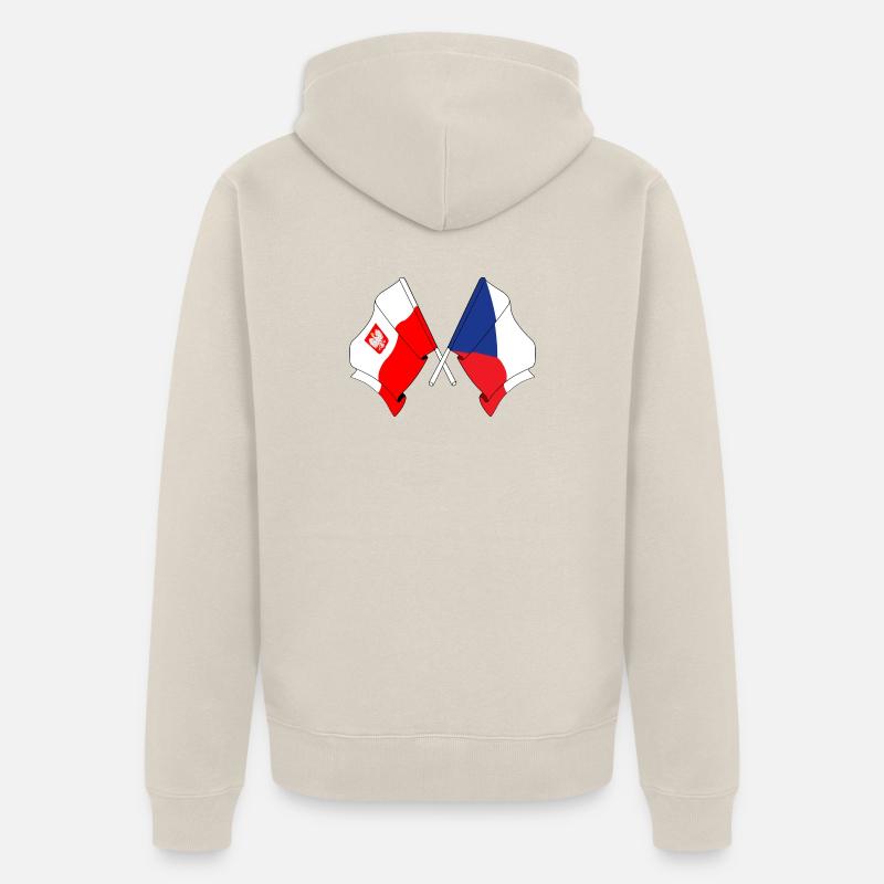 Drapeau Pologne, République tchèque - Veste à capuche bio Premium Unisexe - beige