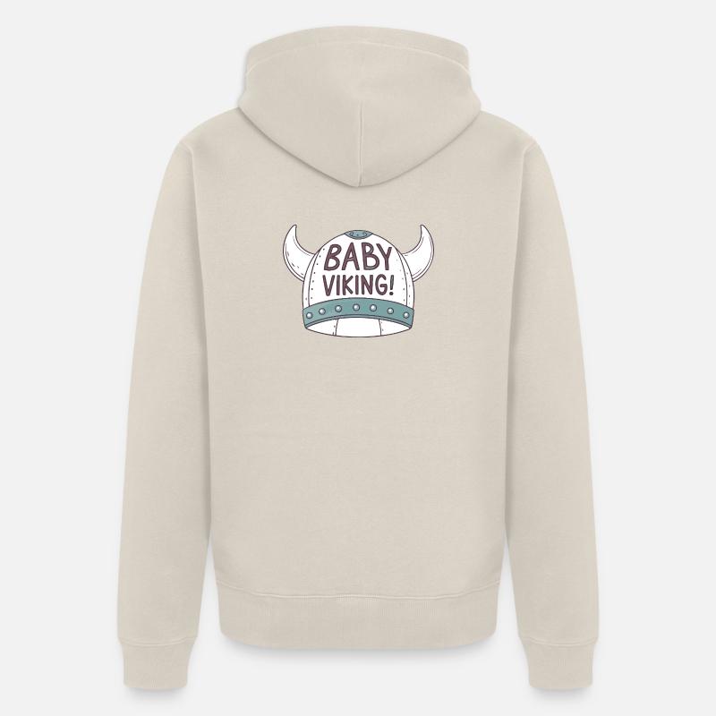 Bébé Viking Casque Illustré - Veste à capuche bio Premium Unisexe - beige