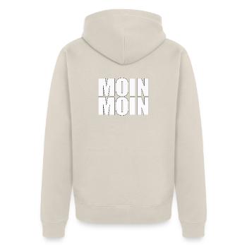 Moin Moin - Unisex Premium Organic Zip Hoodie - beige - Back - Thijin (182cm)