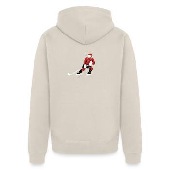 Roter Hockeyheld - Unisex Premium Bio Zip Hoodie - Beige - Hinten - Thijin (182cm)