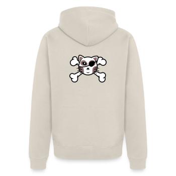Patch de Crâne de chaton pirate - Veste à capuche bio Premium Unisexe - beige - Dos - Thijin (182cm)