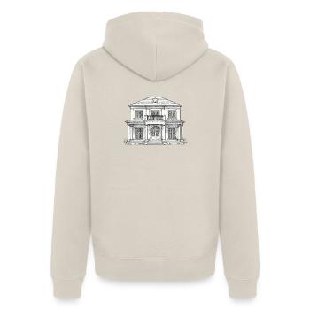 Villa façade drawing vintage style - Unisex Premium Organic Zip Hoodie - beige - Back - Thijin (182cm)