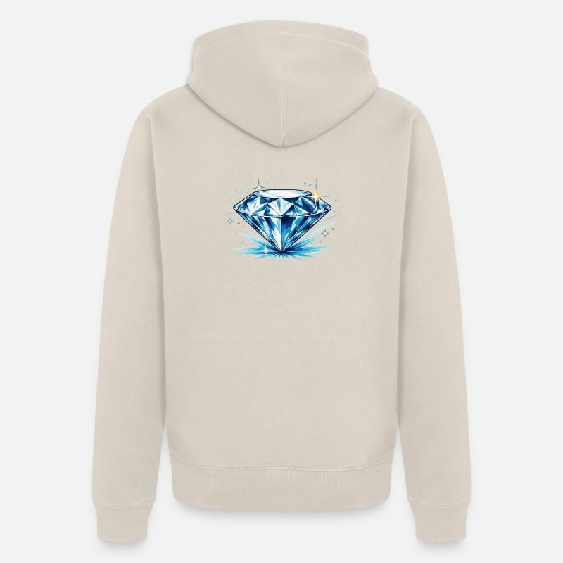 Eisblauer Diamant - Unisex Premium Bio Zip Hoodie - Beige