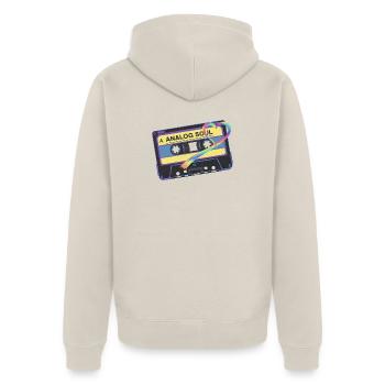 Art de cœur sur cassette vintage Soul Analog - Veste à capuche bio Premium Unisexe - beige - Dos - Thijin (182cm)