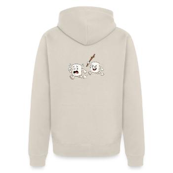 Lustige Marshmallows auf der Flucht Comic Motiv  - Unisex Premium Bio Zip Hoodie - Beige - Hinten - Thijin (182cm)
