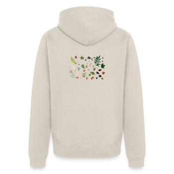 Blätter - Unisex Premium Bio Zip Hoodie - Beige - Hinten - Thijin (182cm)