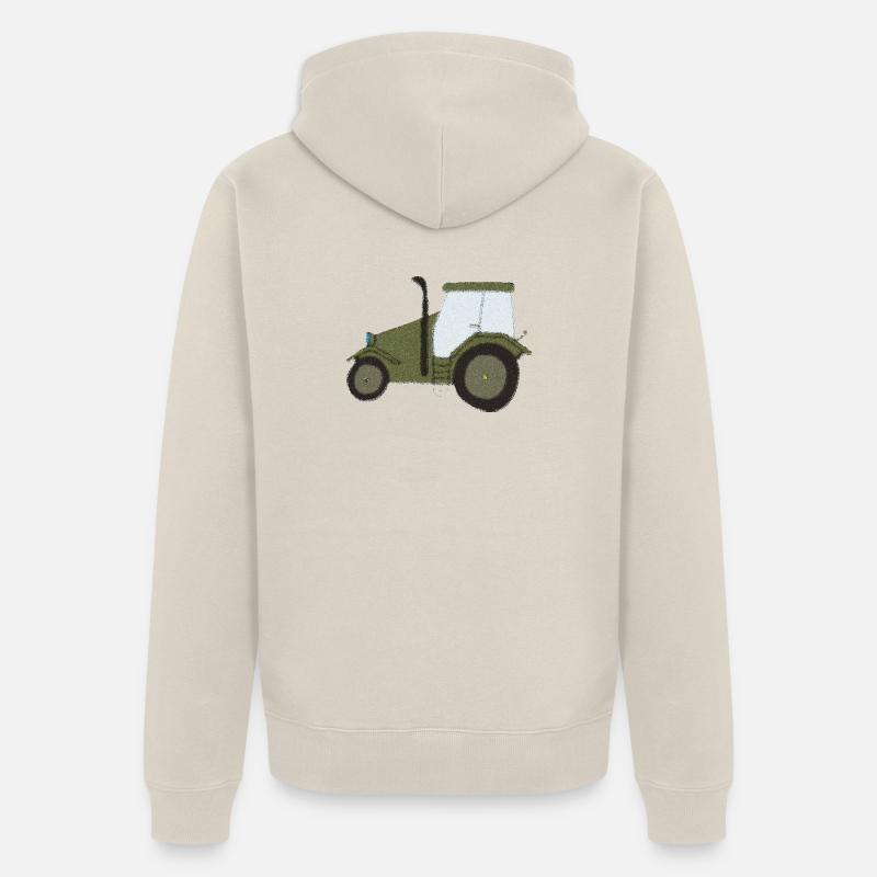 traktor oldtimer impressionismus - Unisex Premium Bio Zip Hoodie - Beige