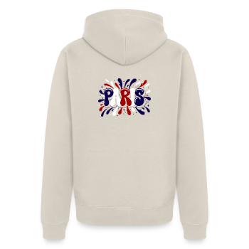 Paris Graffiti & Splash Blue White Red - Unisex Premium Bio Zip Hoodie - Beige - Hinten - Thijin (182cm)