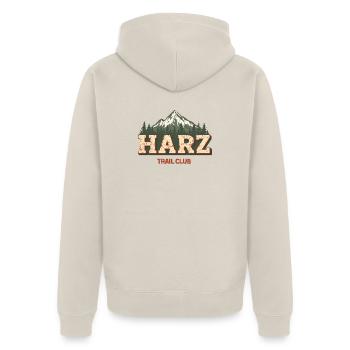 Harz Trail Club - Unisex Premium Bio Zip Hoodie - Beige - Hinten - Thijin (182cm)