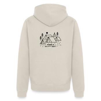Where is my tent? - Unisex Premium Bio Zip Hoodie - Beige - Hinten - Thijin (182cm)