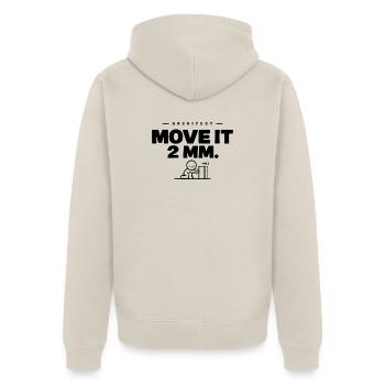 Architekt – 2 mm bewegen. - Unisex Premium Bio Zip Hoodie - Beige - Hinten - Thijin (182cm)