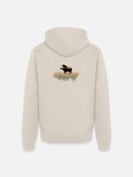 Wildschwein - Unisex Premium Bio Zip Hoodie - Beige