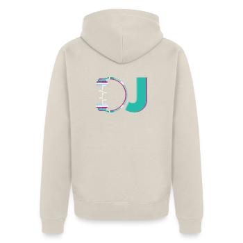 DJ Kopfhörer Musik DJing Discjockey Musiker DJ - Unisex Premium Bio Zip Hoodie - Beige - Hinten - Thijin (182cm)