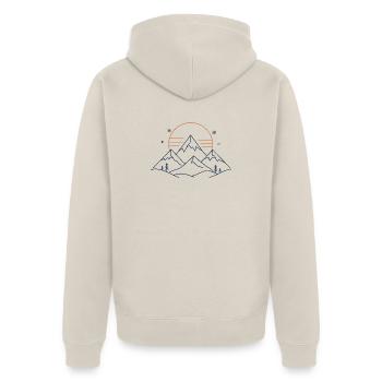 Mountain landscape with sun - Unisex Premium Organic Zip Hoodie - beige - Back - Thijin (182cm)
