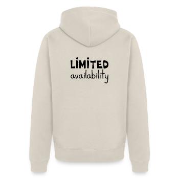 Begrenzte Verfügbarkeit, Schwarz - Unisex Premium Bio Zip Hoodie - Beige - Hinten - Thijin (182cm)