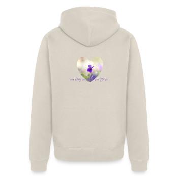 Blumenherz Veilchen im Pastelllicht Garten Blumen - Unisex Premium Bio Zip Hoodie - Beige - Hinten - Thijin (182cm)