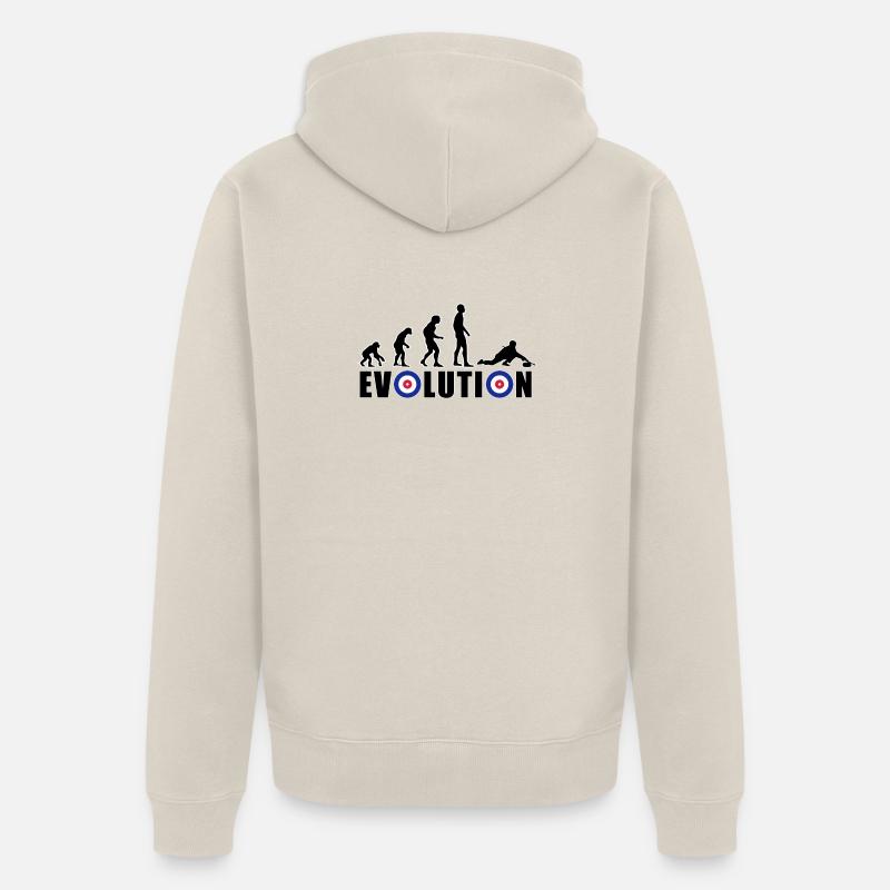 EVOLUTION CURLING Eisstockschießen Geschenk Winter - Unisex Premium Bio Zip Hoodie - Beige