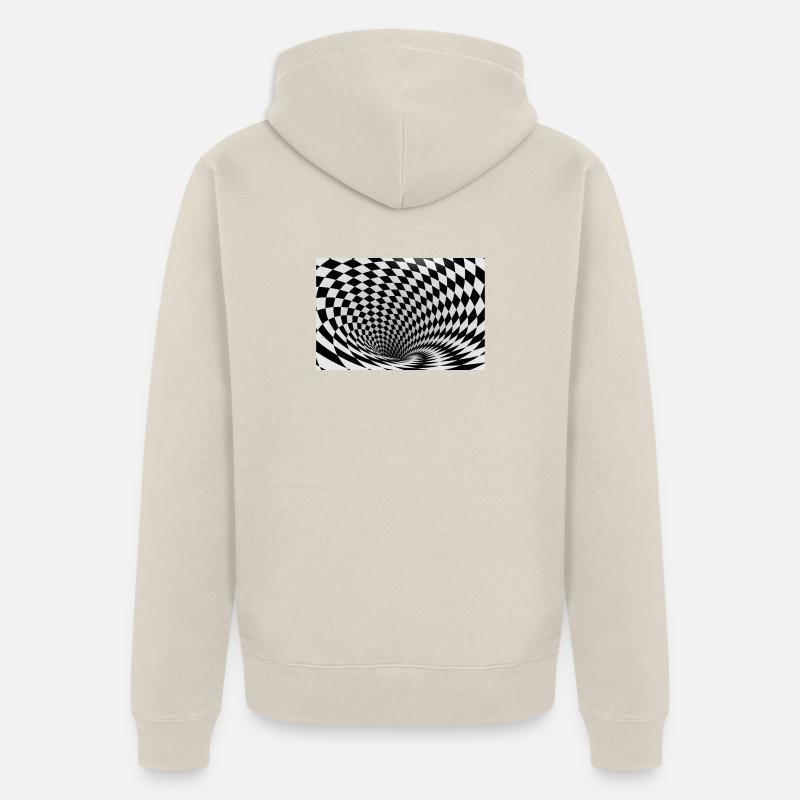 Vortex noir et blanc hypnotique - Veste à capuche bio Premium Unisexe - beige