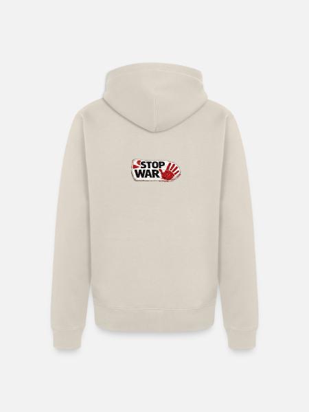 Stop War – Red Hand Decal - Unisex Premium Bio Zip Hoodie - Beige