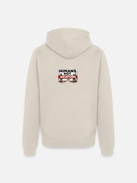 Menschen, keine Waffen – Friedensaufkleber - Unisex Premium Bio Zip Hoodie - Beige