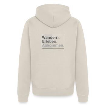Wandern erleben - Unisex Premium Bio Zip Hoodie - Beige - Hinten - Thijin (182cm)