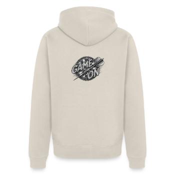 Game On Dartboard Druckmotiv - Unisex Premium Bio Zip Hoodie - Beige - Hinten - Thijin (182cm)