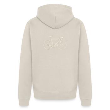 Rennrad pur – Filigranes Fahrrad in Cremeweiß - Unisex Premium Bio Zip Hoodie - Beige - Hinten - Thijin (182cm)