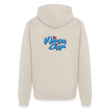 Moinsen Digga Herzdesign - Unisex Premium Bio Zip Hoodie - Beige - Hinten - Thijin (182cm)