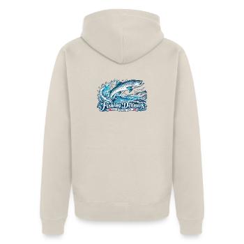 Dänemark Fischerei Wellen-Logo - Unisex Premium Bio Zip Hoodie - Beige - Hinten - Thijin (182cm)