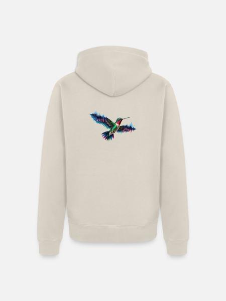Lebendige Kolibri-Wellenkunst - Unisex Premium Bio Zip Hoodie - Beige