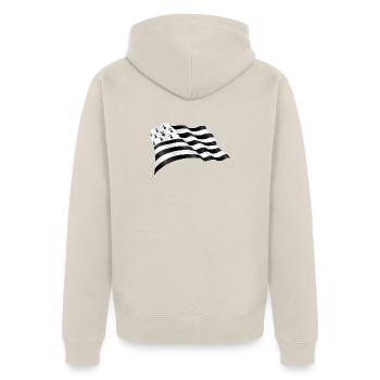 Webende bretonische Flagge Gwen Ha Du - Unisex Premium Bio Zip Hoodie - Beige - Hinten - Thijin (182cm)