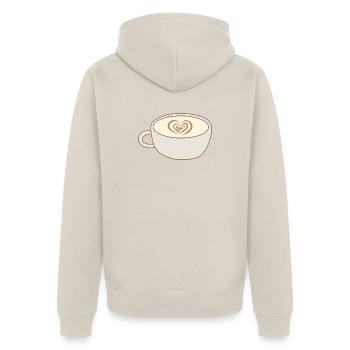 Heart Latte Cup Kunst - Unisex Premium Bio Zip Hoodie - Beige - Hinten - Thijin (182cm)