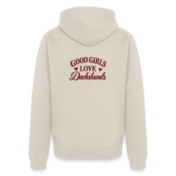 Good Girls Love Dachshunds - Unisex Premium Bio Zip Hoodie - Beige - Hinten - Thijin (182cm)
