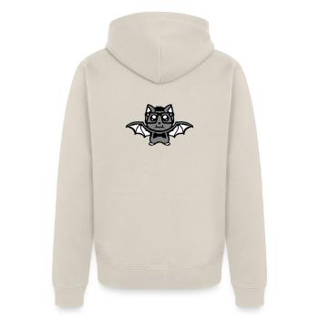 Cute Nerd Bat Glasses Bow Tie Halloween Geek - Unisex Premium Organic Zip Hoodie - beige - Back - Thijin (182cm)